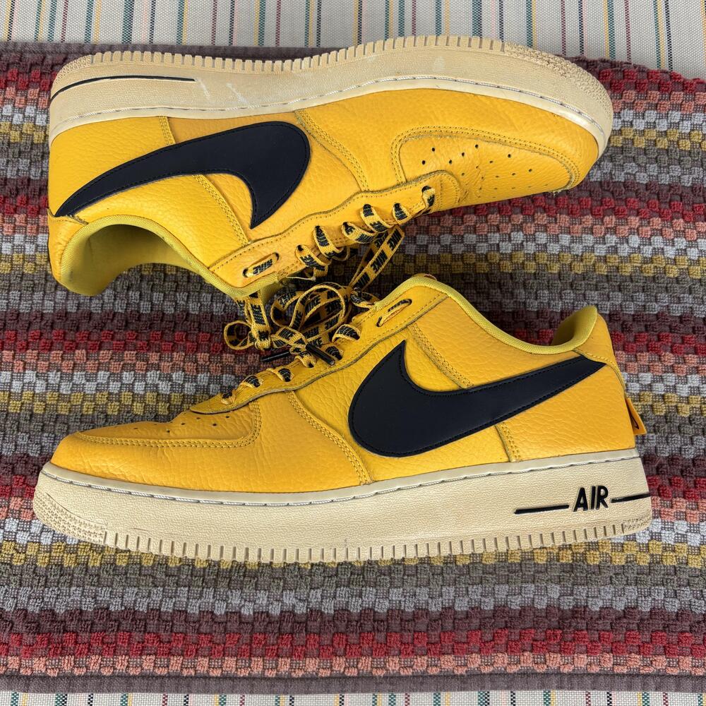 Nike Air Force 1 07 LV8 Shoes Mens Size 11 Yellow Black NBA AF-1 823511-701
